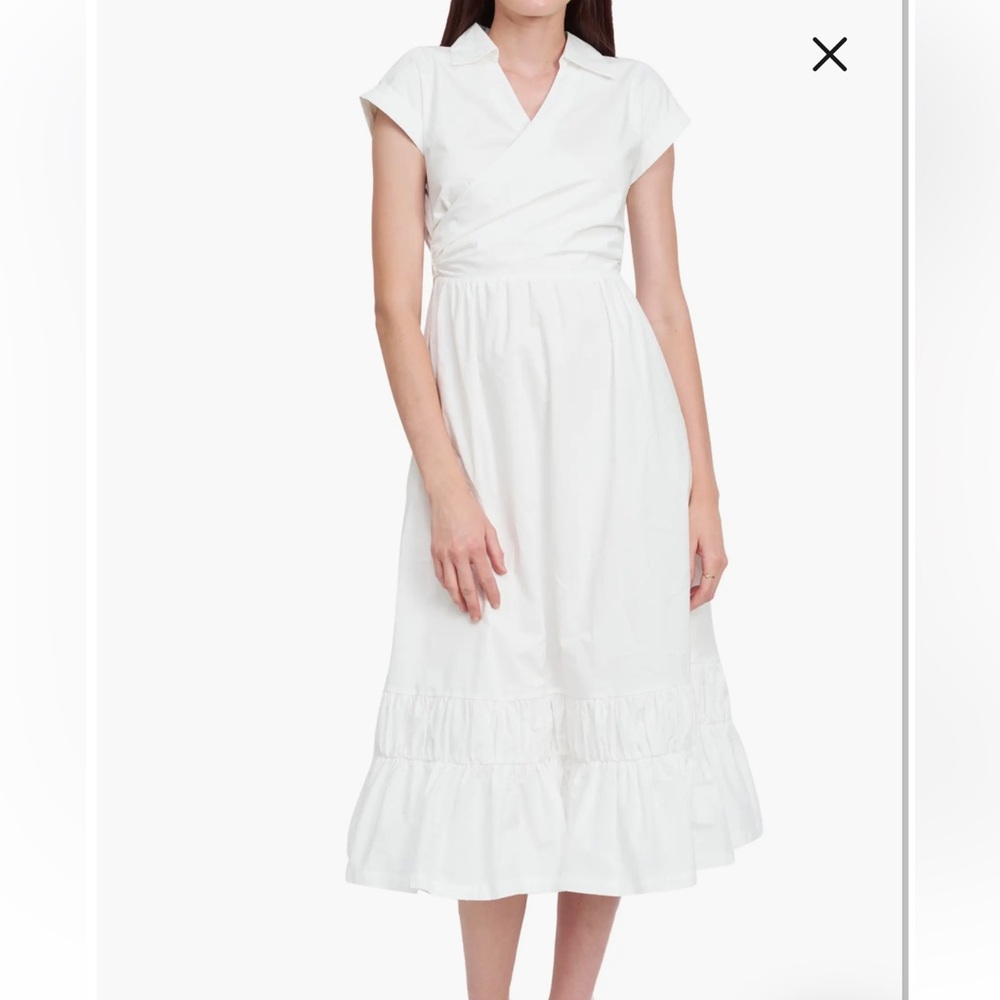 En Saison Juliet Cotton Midi Dress Small White